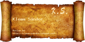 Klemm Sándor névjegykártya