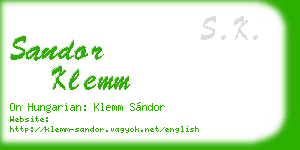 sandor klemm business card