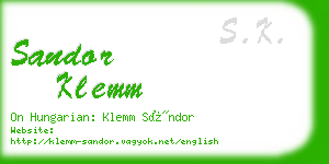 sandor klemm business card